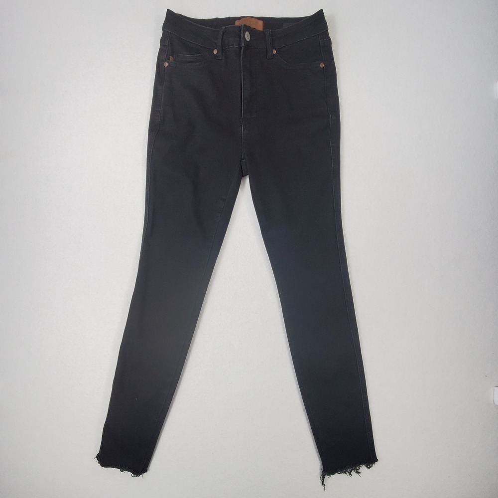 Judy Blue Black Skinny Jeans‎ Women Size 5/27 Stretch Raw Hem Mid Rise